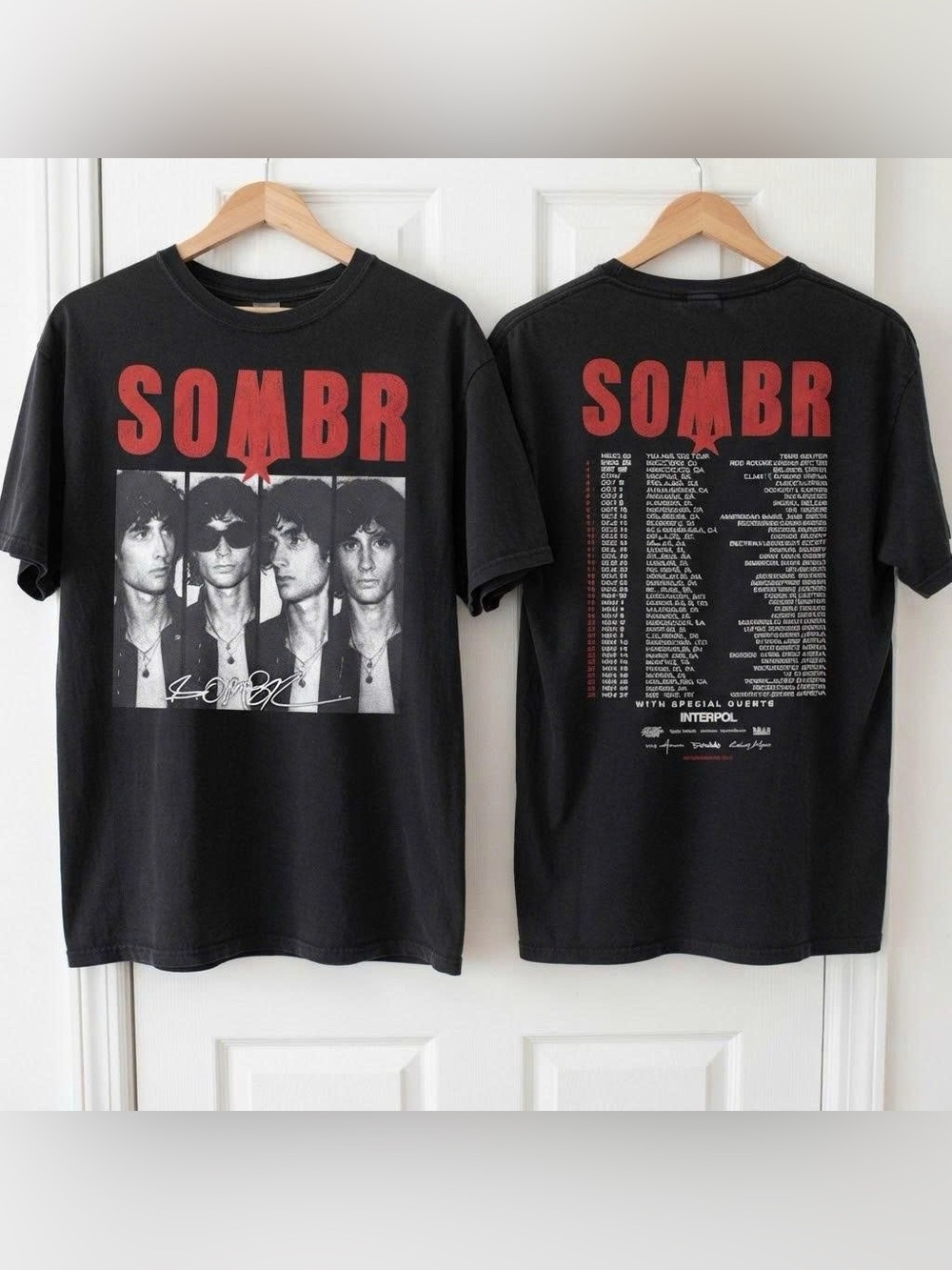 Vintage Black SOMBR Tour Tee with Red Logo Graphic T Shirt